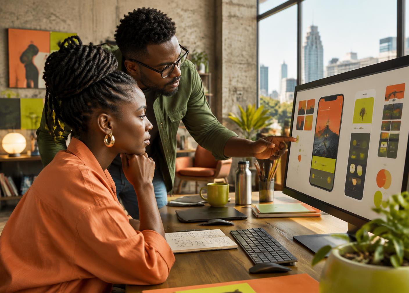 Nairika Labs designers reviewing a digital product interface